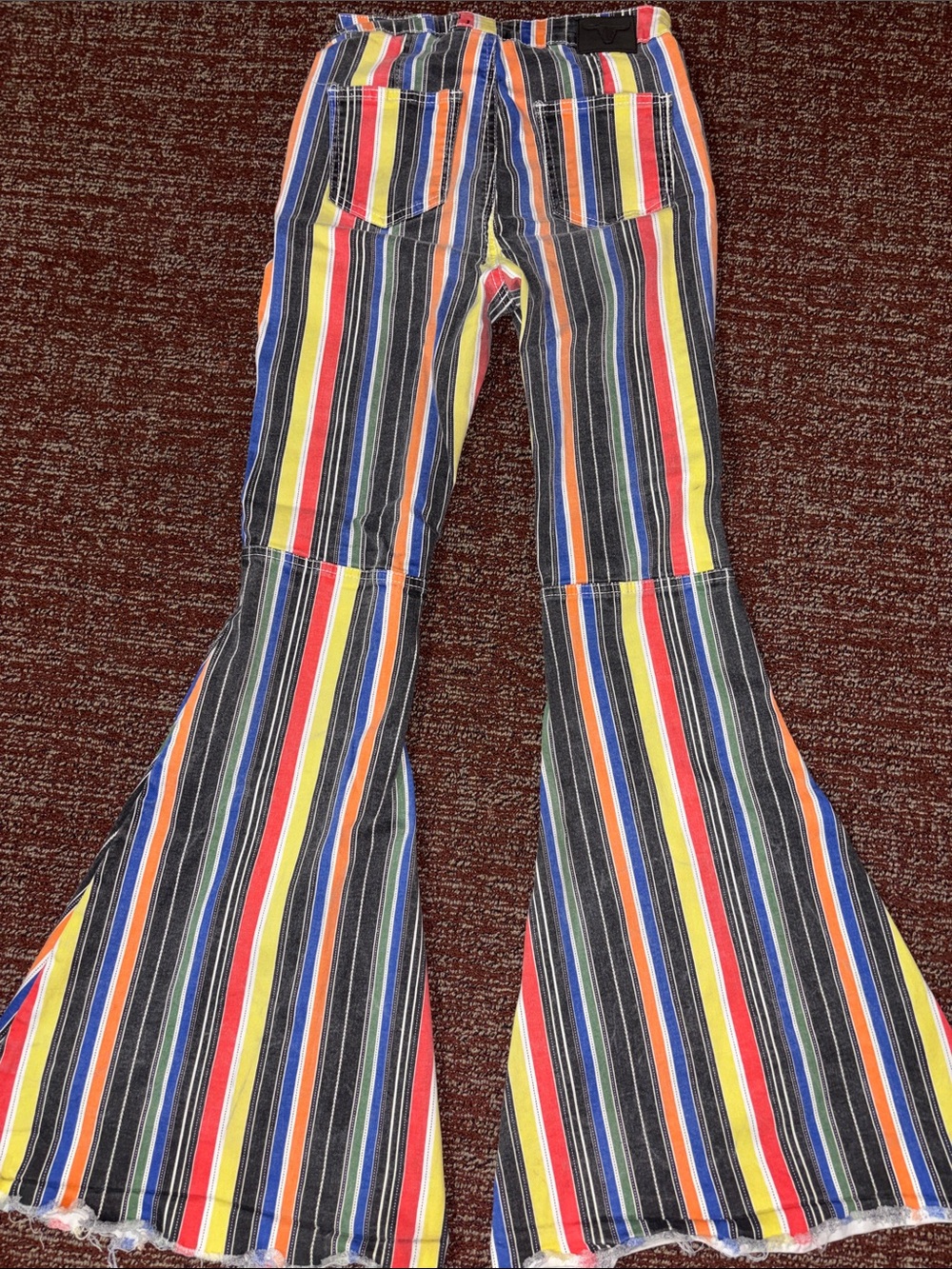 Lucky & Blessed striped multicolor bell bottom jeans western cowgirl big bell 6 - Picture 3 of 16